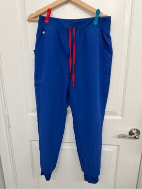 Figs Winning Blue Zamora Jogger Pants with Red Drawstring M/P
